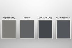 four different shades of gray are shown in the same color scheme, and each one is labeled