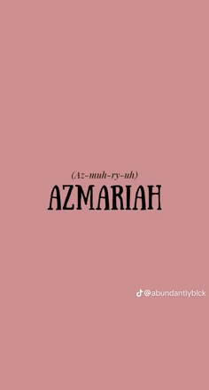 the words azmarah are written in black on a pink background