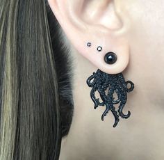 Octopus Front Back Earring Octopus Earring Gothic - Etsy Siren Costume, Gauges Piercing, Octopus Earrings, Octopus Jewelry, Double Sided Earrings, Octopus Tentacles, Stud Earrings Unique, Front Back Earrings, Ear Jacket Earring