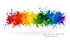 rainbow paint splattered on white background with the words rainbow abstract in front of it