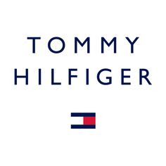 the tommy hilfiger logo is shown in blue, red and white on a white background