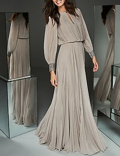 A-Line Mother of the Bride Dress Elegant & Luxurious Jewel Neck Floor Length Chiffon Long Sleeve with Buttons Pleats Beading 2020 Bride Dress Elegant, Long Sleeve With Buttons, فستان سهرة, Chiffon Long Sleeve, Mother Of The Bride Dress, Groom Dress, Jewel Neck, Long Sleeve Maxi, Dress Elegant