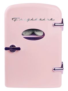 a pink refrigerator with the word frigidaine on it