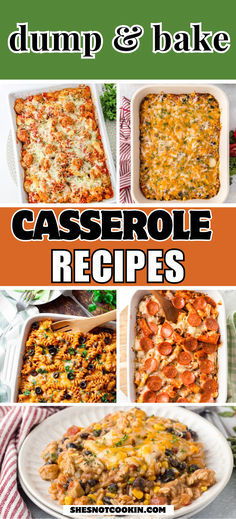 Photo collage of casserole recipes with text overlay. Easy Bake Dinner, Bake Dinner Recipes, Dump And Bake Casseroles, Easy Family Casseroles, Easy Casserole Recipes For Dinner, Lunch Casserole, Casserole Recipes For Dinner, Easy Sunday Dinner, Bake Dinner