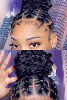 Cornrows Bun, Protective Cornrows, Band Hairstyles, Rubber Band Hairstyles, Cabello Afro Natural, Hair Rubber, Protective Hairstyles For Natural Hair, Hairstyles Natural, Cute Curly Hairstyles