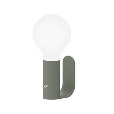 a light that is on the side of a white wall mounted lamp with a grey base