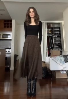 Dark Academia Going Out Outfit, Normal Style Outfit, Skirt And Tall Boots Outfit Winter, Sick Day Work Outfit, Elegant Artsy Outfit, Anathema Device Outfit, Business Casual Outfits Pants, Work Outfits Long Skirt