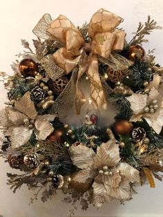 a christmas wreath hanging on the wall