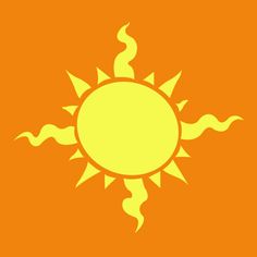 an orange background with a yellow sun in the center