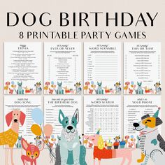 a birthday party game with dogs and balloons