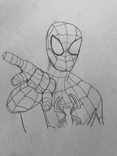 a drawing of a spider man pointing at something