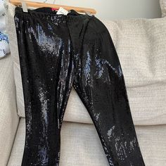 Women’s Alice And Olivia Black Sequin Leggings Size Small, Bnwt...Never Worn Unfortunately Never Got To Wear And Now Size Is Too Small For Me Black Sequin Leggings, Patent Leather Leggings, Velour Leggings, Sequin Leggings, Jumpsuits Women, Black Leather Leggings, Suede Leggings, Metallic Leggings, Panel Leggings