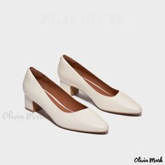 Olivia Mark - Sheepskin High Heel Shoes with Shallow Mouth and Chunky Heel Rough Heels, Leather High Heels, Stiletto Pumps, Thick Heels, Designer Heels, Body Style, High Heel Pumps, Chunky Heel, Heel Shoes