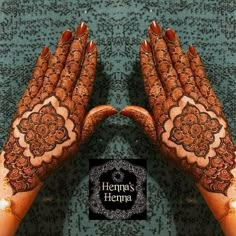 two hands with henna designs on their palms and the words henna's hempa