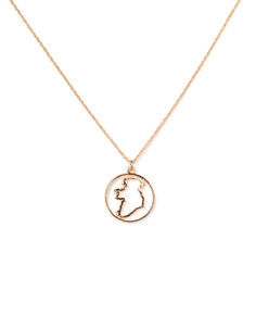 Designed in Ireland by Betty and Biddy. Our stylish Irish designed gold plated delicate necklaces means you can take Ireland with you. 

Home is where the heart is, this cut out gold plated coin displaces the map of Ireland. The modern Irish Éire evolved from Ériu which was the name of a gaelic goddess. Ériu is generally believed to have been the matron goddess of Ireland, a goddess of sovereignty, or simply a goddess of the land. Christmas 2020