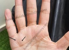 a person's hand with an arrow pointing to the left and right side of their palm