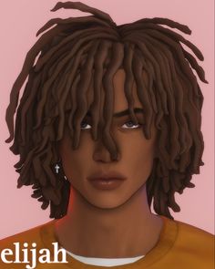 a close up of a person with dreadlocks on their head and wearing an orange shirt