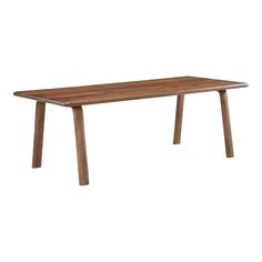 a wooden table with two legs and a rectangular shape on the top, against a white background