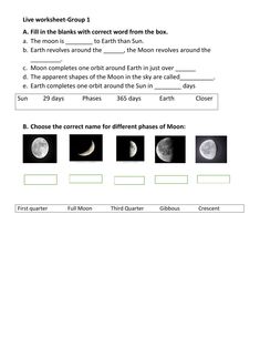 worksheet showing phases of the moon