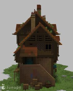 Minecraft build of an upscaled medieval house with an orange roof. Minecraft Bases, Medieval House, Minecraft Medieval, Minecraft Construction, Minecraft Games, Medieval Houses, Minecraft Inspo, Minecraft House Designs, Minecraft House