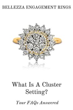 A cluster setting is a jewelry design where multiple smaller stones are grouped closely together to create the appearance of a larger, more dramatic centerpiece. Often arranged in a circular, floral, or geometric pattern, the stones can include diamonds, gemstones, or a mix of both. This setting maximizes sparkle and provides an affordable alternative to a single large stone, making it a popular choice for engagement rings, pendants, and earrings. Contact us at questions hello@bellezzaengagementrings.com for personalized customization options.