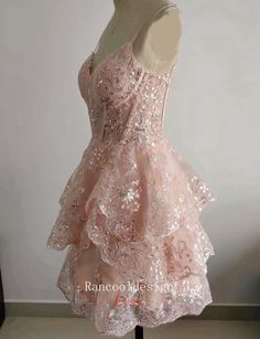 Blush Lace Wedding Receiption Dress Homecoming Dress HOCO - Etsy Princess Hoco Dresses, Fantasy Homecoming Dresses, Homecoming Dresses Coquette, Pink Lace Homecoming Dress, Alice In Wonderland Hoco Dress, Knee-length Evening Dress With Ruffles For Wedding, Baby Pink Hoco Dress, Pink Sweet 16 Dresses Short, Pink Mini Dress With Fitted Bodice For Wedding