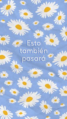 a blue background with white daisies and the words esto tambien pasara