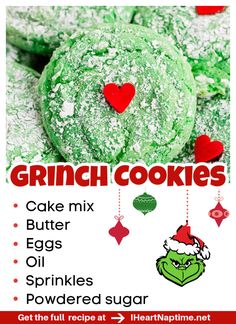 an advertisement for christmas cookies with green frosting