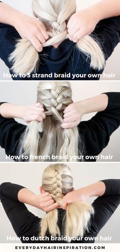 3 MUST-TRY BRAIDS FOR BEGINNERS! Easy guide to learn how to braid a basic braid, French braid and a dutch braid in your own hair! #frenchbraidhairstyles Viking Hairstyle, Braids For Beginners, Hair For Beginners, Braid Your Own Hair, Braid Your Hair, French Braids Tutorial, How To Braid, Dutch Braid Hairstyles, Braiding Your Own Hair