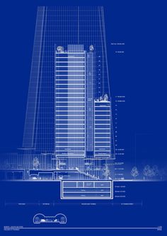 a blueprint drawing of a tall building