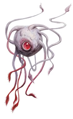 an octopus with red eyes and long tentacles