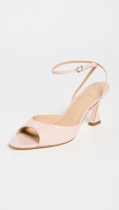 Reformation Noa Heeled Sandals | Shopbop Rose Gold Low Heels, Nude Dress Shoes, Light Pink Pumps, Patent Leather Heels With Removable Insole, Spring Patent Leather Heels With Leather Sole, Patent Leather Heels With Ankle Strap And Removable Insole, Patent Leather Ankle Strap Sandals With Reinforced Heel, Ankle Strap Sandals With Reinforced Heel In Patent Leather, Spring Open Toe Calf Leather Slingback Pumps