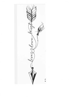 a drawing of an arrow and some feathers