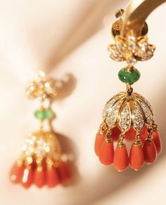 Coral Jewelry Indian Gold Earrings, Traditional Telugu Jewellery, Coral Earrings Gold Indian, Navratna Pendant, Hair Craft, Baby Jewellery, Coral Jewelry Set, Small Earrings Gold, Jewelry Wishlist