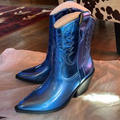 These Are A Gorgeous Metallic Blue Brand New Pair Of Boots By Corkys! They Are A Size 7 And From A Smoke Free Home. I Have The Taller Version Also!! Thanks For Looking!! Blue Snip Toe Boots For Fall, Blue Boots With Snip Toe For Fall, Blue Fall Boots With Snip Toe, Blue Western Boots For Summer, Blue Snip Toe Boots With Reinforced Heel, Blue Western Boots With Round Toe, Western Blue Boots With Round Toe, Blue High Heel Summer Boots, Blue Ankle-high Summer Boots