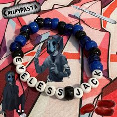 #creepypastafandom #creepypasta #eyelessjack #horror #kandi #kandikid #edit Horror Kandi, Sally Face Kandi, Johnny The Homicidal Maniac, Pulseras Kandi, Diy Kandi, Eyeless Jack, Kandi Kid