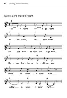 sheet music with the words still nach, heilige nacht in german