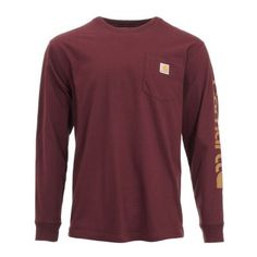 The Carhartt Men's Loose Fit Heavyweight Exclusive Logo Graphic Long-Sleeve Pocket T-Shirt is made from comfortable cotton. It features a tagless neck label and a left chest pocket with a sewn-on Carhartt label. A rib-knit crew neck provides lasting quality. Heathers: 60% cotton/40% polyester jersey knit T-shirt Solids: 100% cotton jersey knit Side-seam construction minimizes twisting Left chest pocket with sewn-on Carhartt label Carhartt graphic on left sleeve Tagless neck label Imported Rib-kn Tractor Supply, Neck Label, Carhartt Mens, Pocket Tshirt, Knitted Tshirt, Logo Graphic, Chest Pocket, Tractor, Heathers