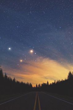 the night sky is filled with stars and planets