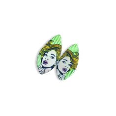 One of a kind handmade pop art earrings in the style of Roy Lichtenstein. How amazing would these fun stud retro earrings look at a festival,on your holidays or anywhere! They'll certainly be a talking point. **Earring length is approximately 1.7 inches.** **Earring width is approximately 0.11 of an inch.** **Earring post are stainless steel.** **Plastic flower shaped push backs.** Or maybe purchase as a present for a loved one? For Christmas or a birthday, or why not buy for someone who just lo Pop Art Jewelry, Book Earrings, Retro Earrings, Pop Art Comic, Plastic Flower, Black Layers, Roy Lichtenstein, Art Earrings, Retro Earring