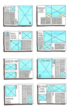 the steps in how to make a website page with blue paper and black marker markers