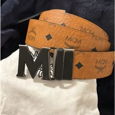 Mcm Claus Reversible Belt. 100% Authentic Belt Buckle Is Used - See Photos Belt Strap Is Brand New Os - Cognac & Black Mcm Belt, M Monogram, Adidas Track Suit, Designer Belt, People Shopping, Reversible Belt, Compression Pants, Monogrammed Leather, Belt Size