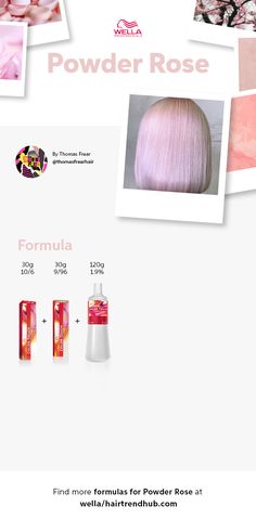 Check out this beautiful, soft powder rose hair color by Wella Passionista Tom Frear using Color Touch. Wella Color Touch Formulas Blonde, Color Touch Toner Formulas, Wella Color Touch Formulas, Wella Colour Touch, Pastel Pink Hair Dye, Hair Dye Techniques, Rose Hair Color, Wella Toner, Blonde Toner