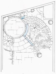 a drawing of a circular garden design