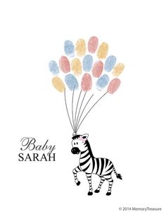 a baby zebra is holding balloons in its mouth