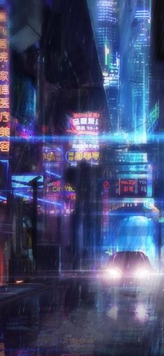 a city street filled with lots of neon lights