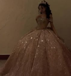 Quiencenara Dress, Gold And Pink Dress, Rose Gold Ball Gown, Gold Quince Dress, Rose Gold Quinceanera Dresses, Gold Ball Gown, Ball Gown Quinceanera Dresses