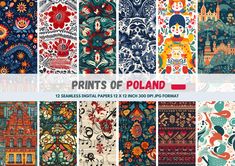 a large collection of colorful patterns and designs