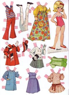 an old paper doll's clothes and accessories