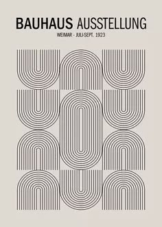 the cover for bauhus austellung, featuring black and white geometric shapes